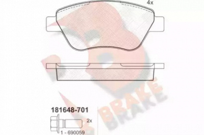 R BRAKE rb1648701 -  Комплект тормозных колодок, дисковый тормоз